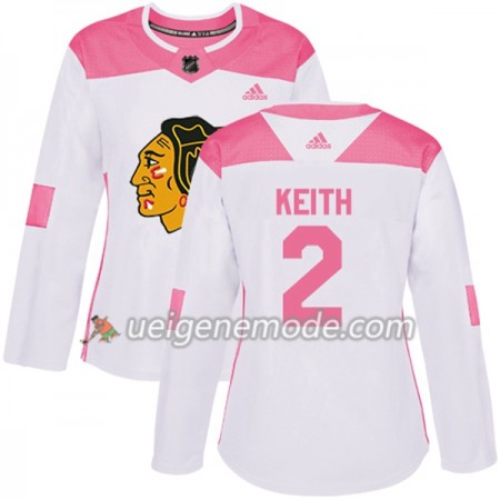 Dame Eishockey Chicago Blackhawks Trikot Duncan Keith 2 Adidas 2017-2018 Weiß Pink Fashion Authentic